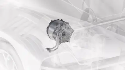 3D rendering of the motor generator unit in a transparent LMDh prototype.