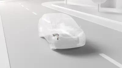 Image of a transparent passenger car in which the inverter is highlighted.