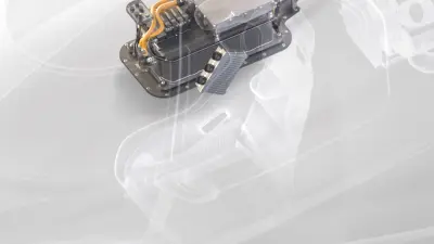 Computer-generated image of the hybrid control unit in a transparent LMDh prototype.