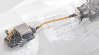 Computer-generated image of high- and low-voltage wiring in a transparent LMDh prototype.